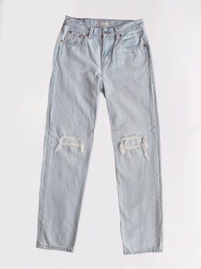 Levi’s Women's Light Blue Straight Leg Jeans with Knee Rips